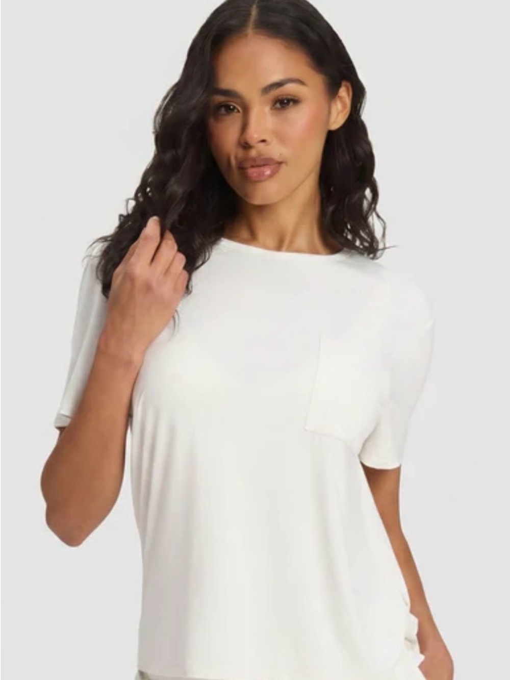 Cozy Earth Women's Bamboo Stretch-Knit Lounge Tee - Ivory - Small NWT